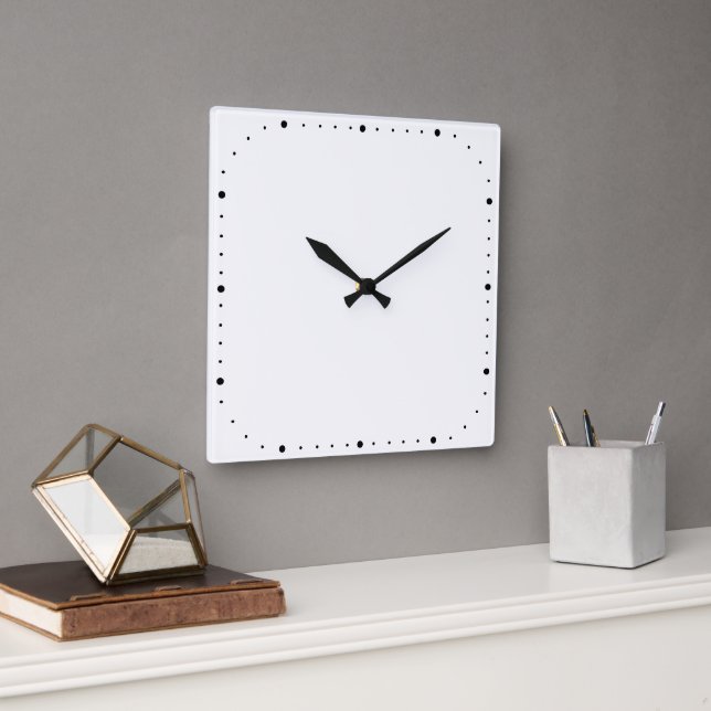 White Square Wall Clock With No Numbers (Office)
