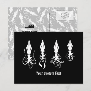 White Squid Icons Postcard