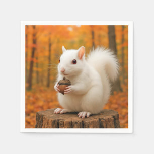 White Squirrel Holding an Acorn Napkin