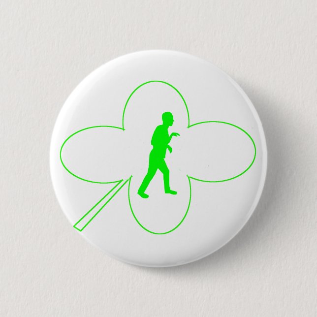 White St. Paddy's Shamrock Button w/ Logo (Front)