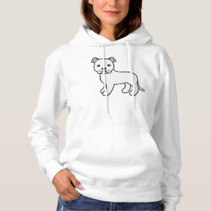 White Staffordshire Bull Terrier Cartoon Dog Hoodie