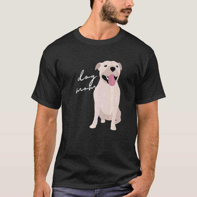 White Staffordshire Bull Terrier Dog Mom Woman T-Shirt (Front)