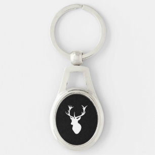 White Stag Head Keychain
