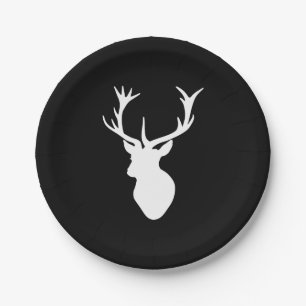 White Stag Head Paper Plate