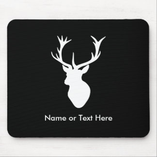 White Stag Head with Antlers Mouse Pad