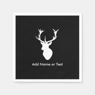 White Stag Head with Antlers Napkin