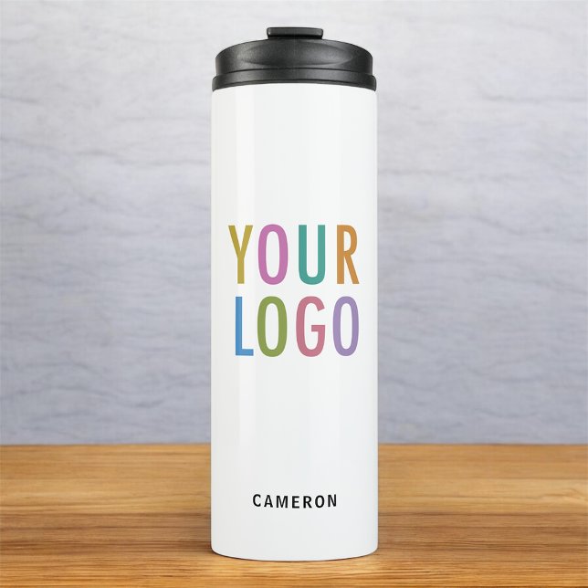 White Stainless Steel Tumbler Business Logo 12 oz (MISOOK 12 oz White Tumbler with Logo and Name)