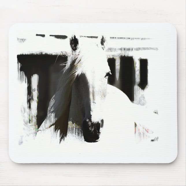 White Stallion Artwork Mouse Pad (Front)