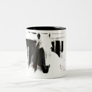 White Stallion Artwork Two-Tone Coffee Mug