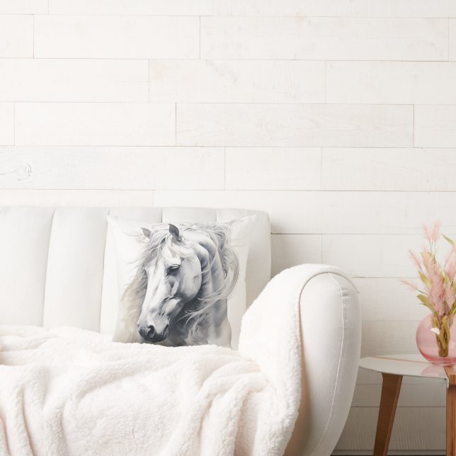 White Stallion Throw Pillow (Couch)