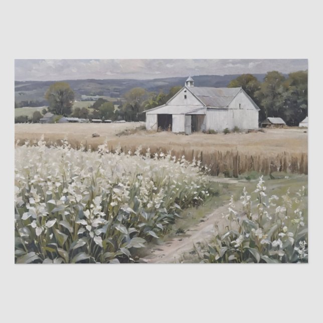White Stalwart Barn Decoupage Tissue Paper (Front)