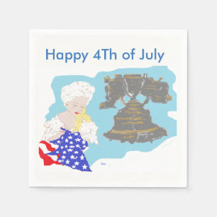 White Standard Cocktail Paper Napkins July 4TH