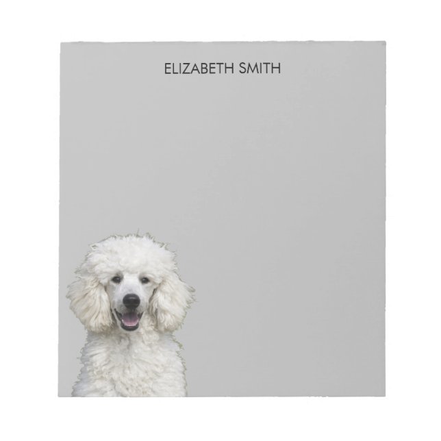 White Standard Poodle Dog Notepad (Front)