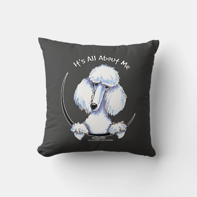 White Standard Poodle IAAM Throw Pillow (Front)