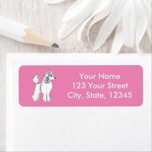 White Standard Poodle Pink Return Address Labels