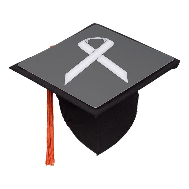 White Standard Ribbon by Kenneth Yoncich Graduation Cap Topper (Angled)