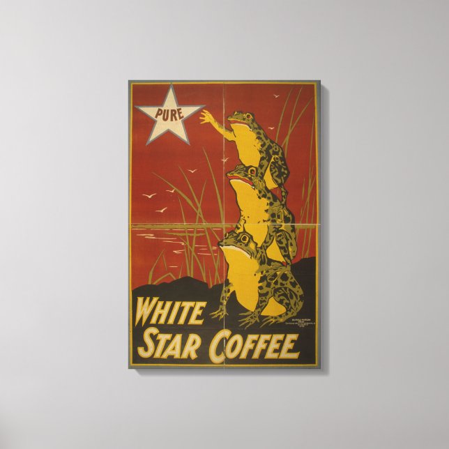 White Star Coffee Vintage Frog Poster  Canvas Print (Front)