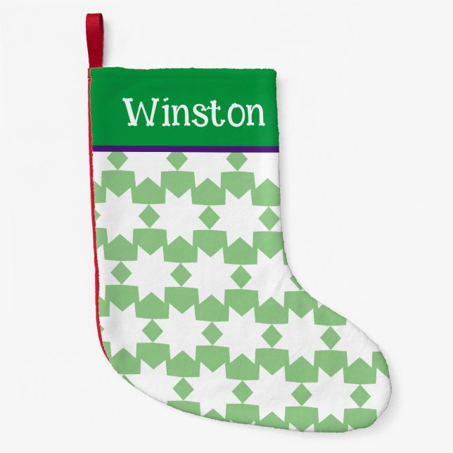 White Star Customized Green Christmas Stocking (Front)