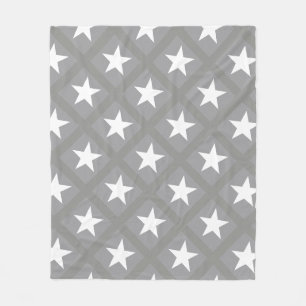 White Star Elegant Grey Colour Design Stars Fleece Blanket