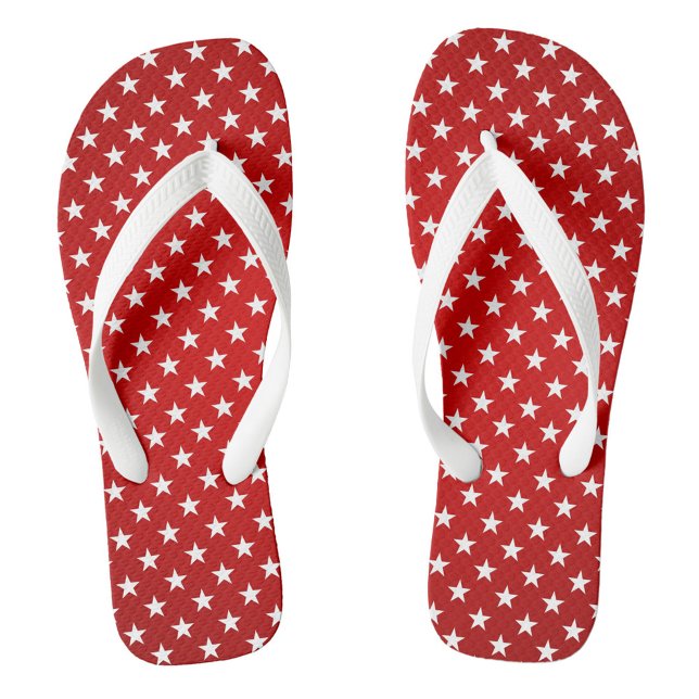 White Star Flip Flops (White Stars on Red Background Flip Flops!)