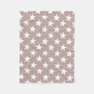 White Star Light Brown Colour Design Stars Modern Fleece Blanket