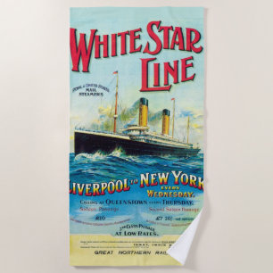 WHITE STAR LINE OCEAN MAIL STEAMER BEACH TOWEL