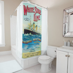 WHITE STAR LINE OCEAN MAIL STEAMER SHOWER CURTAIN