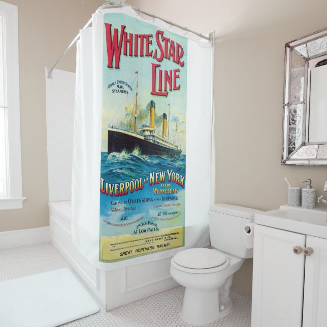 WHITE STAR LINE OCEAN MAIL STEAMER SHOWER CURTAIN (In Situ)