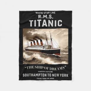 White Star Line Rms Titanic Ship Boys Kids Men  Fleece Blanket
