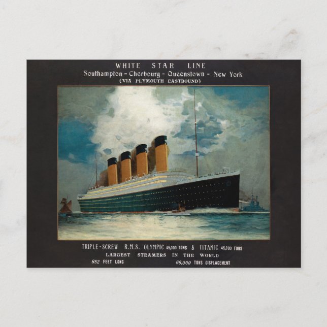 White Star Line Titanic Art Postcard (Front)