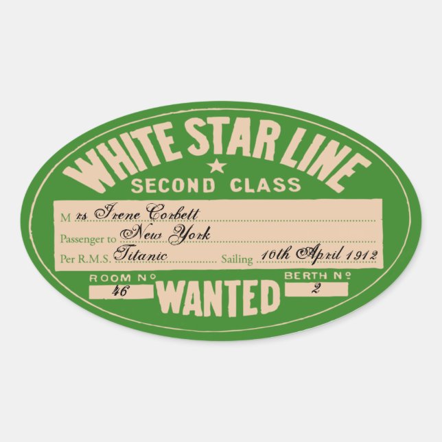 White Star Line (To customize) Oval Sticker (Front)