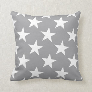 White Star Modern Elegant Grey Colour Background Throw Pillow