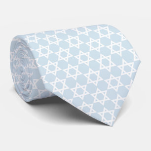 White Star Of David Light Blue Tie