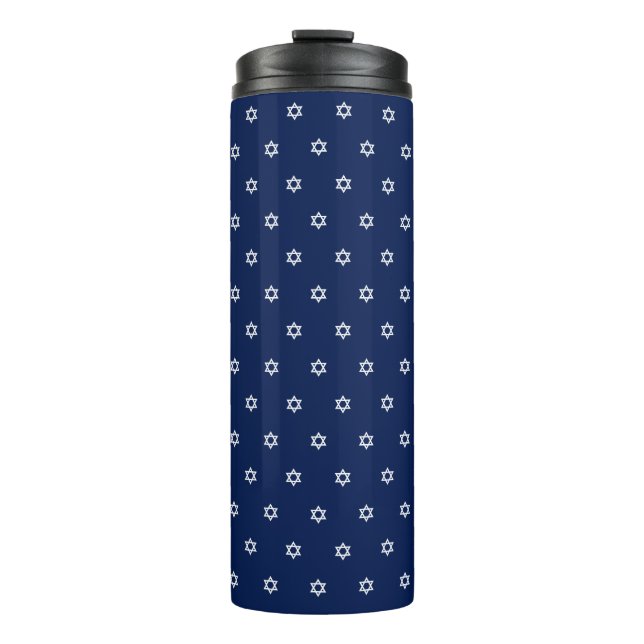 White Star of David Navy Blue Thermal Tumbler (Front)