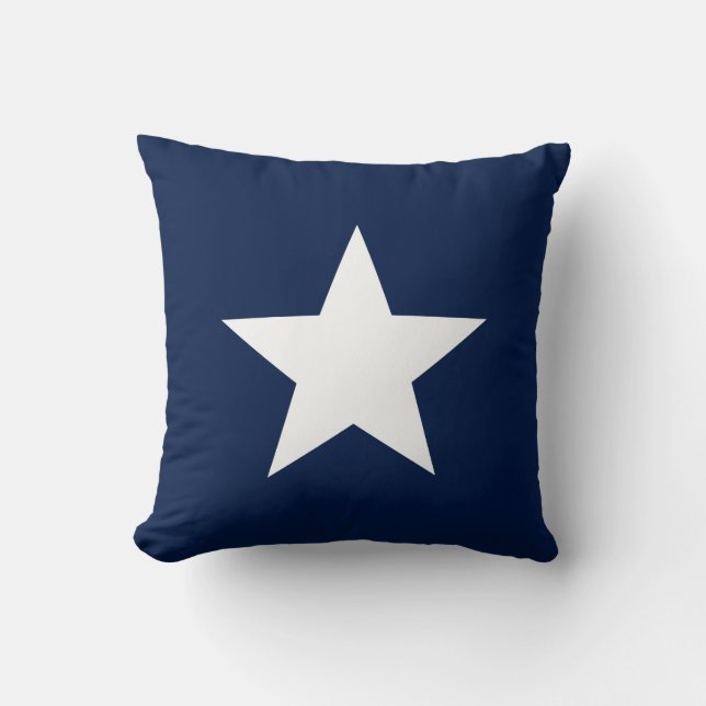 White Star on Navy Blue Throw Pillow (Front)