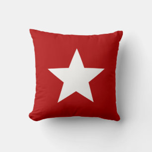 White Star on Red Throw Pillow