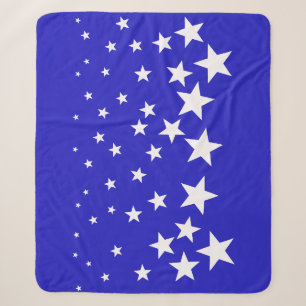 White star pattern on blue background sherpa blanket