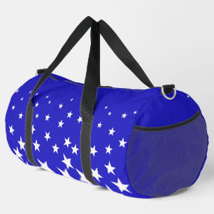 White star pattern on blue background small duffle bag