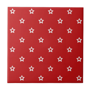 White Star Pattern on Red Tile
