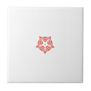 White star red outline white background ceramic tile