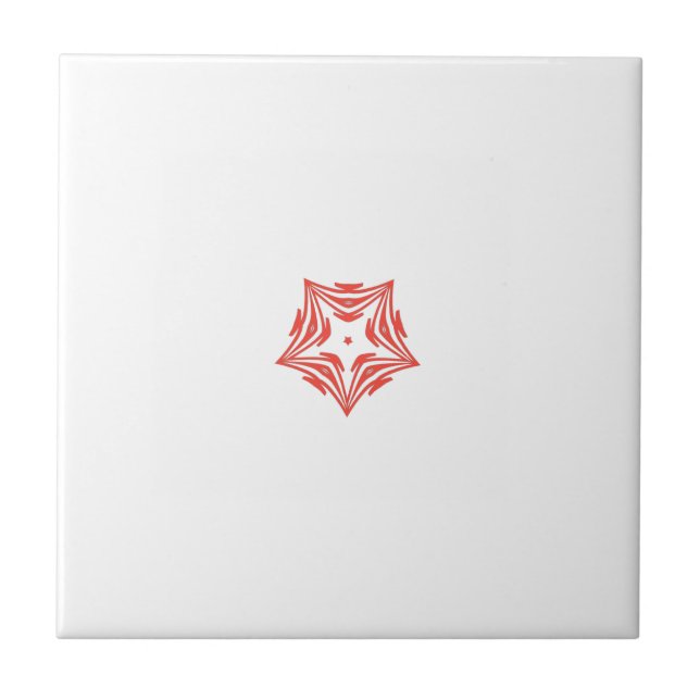 White star red outline white background ceramic  tile (Front)