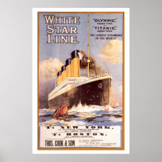 White Star Titanic and Olympic Vintage Poster