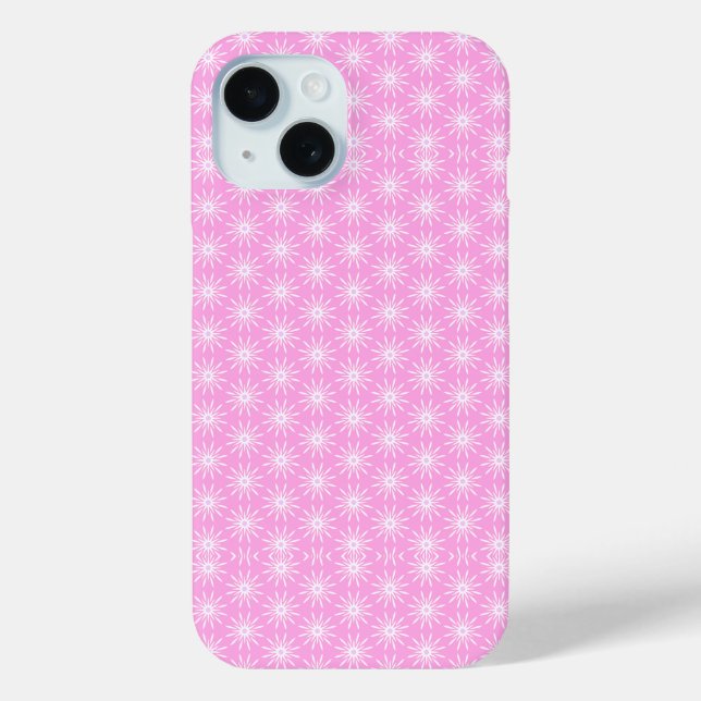 White Starburst Flowers on Pink Case-Mate iPhone Case (Back)