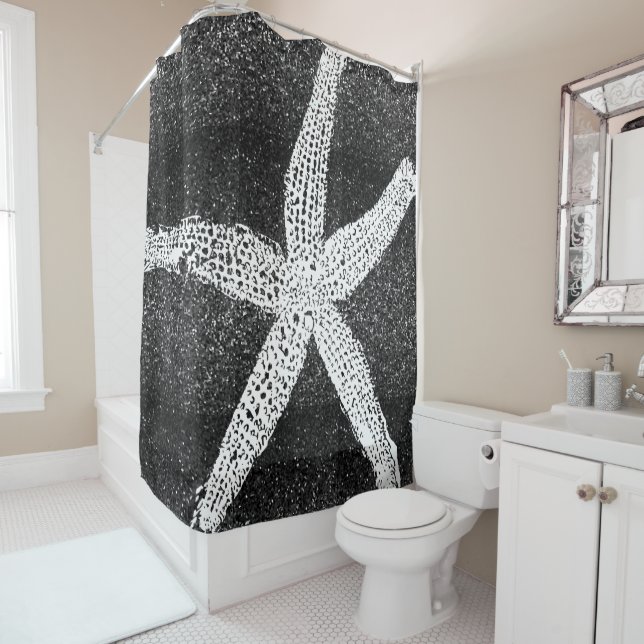 White Starfish Black Glitter Classy Elegant Decor (In Situ)
