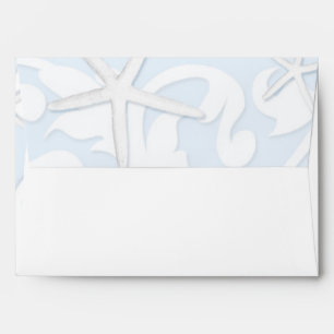 White Starfish Blue Beach Wedding Invitation Envelope