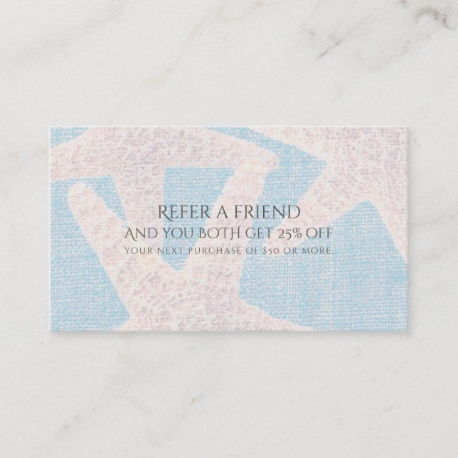 White Starfish & Blue Burlap Beach Refer a Friend Referral Card (Front)