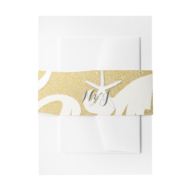 White Starfish Gold Beach Elegant Wedding Invitation Belly Band (Front Example)