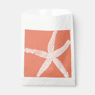 White Starfish Patterns Salmon Pink Orange Cool Favour Bag