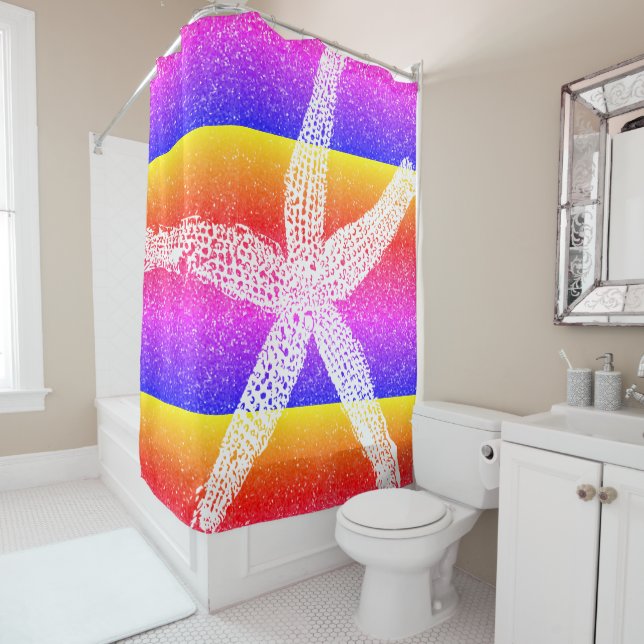 White Starfish Pink Purple Gold Yellow Glitter (In Situ)