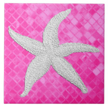 White Starfish Pink Sea Glass Pattern